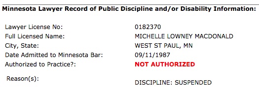 MichelleMacDonaldSuspenedLawLicense